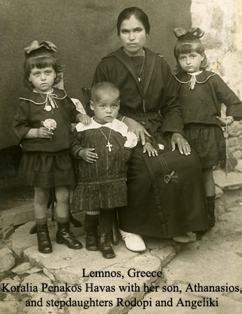 [Koralia Penakos Havas with stepdaughters and son]